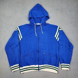 Vintage Add In By Jason Empire Zip Up Hoodie Jacket Men's Large Blue Stripes